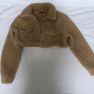 *NEW WITH TAGS* cropped fuzzy jacket never worn